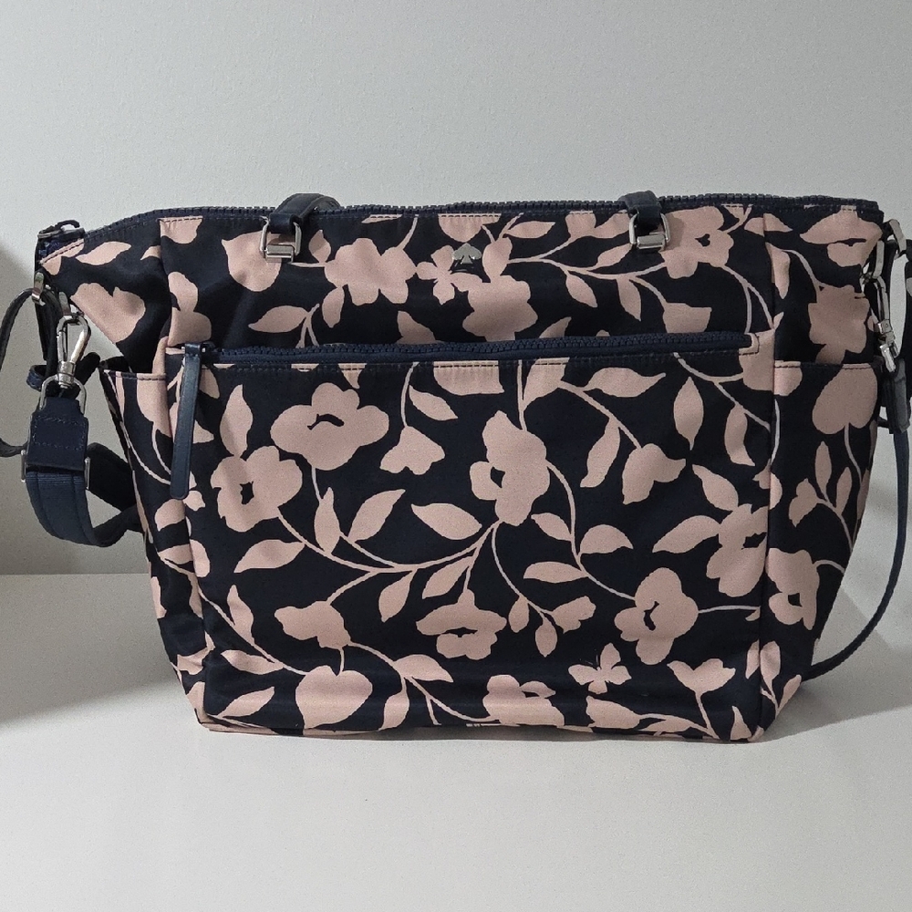 Floral Navy and Pink Diaper Bag